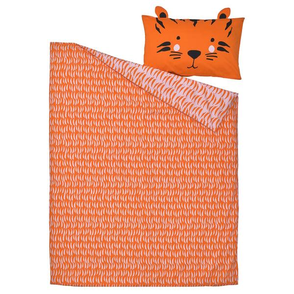 IKEA NATTHÄGER Duvet Cover And Pillowcase(s) Orange/tiger Twin