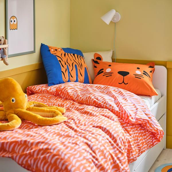 IKEA NATTHÄGER Duvet Cover And Pillowcase(s) Orange/tiger Twin