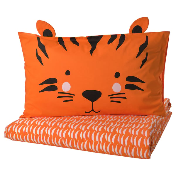 IKEA NATTHÄGER Duvet cover and pillowcase(s) orange/tiger Twin
