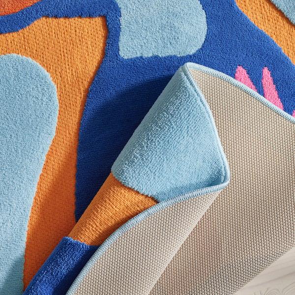 IKEA NATTHÄGER Rug Low Pile Blue Orange/toucan 2 ' 9 "x4 ' 1 "