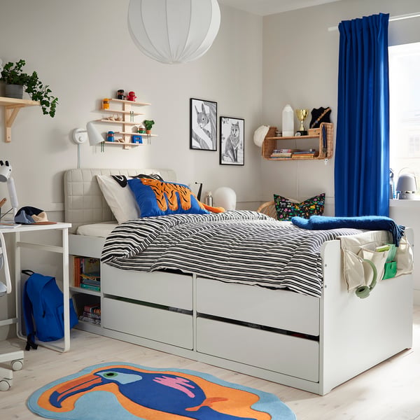 IKEA NATTHÄGER Rug Low Pile Blue Orange/toucan 2 ' 9 "x4 ' 1 "