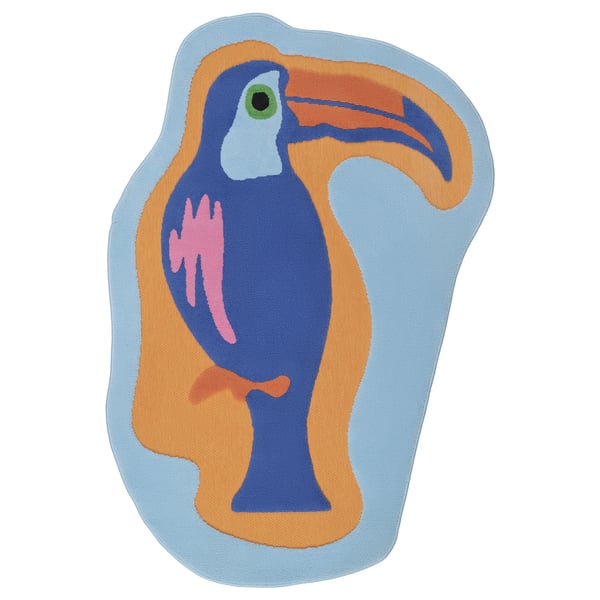 IKEA NATTHÄGER Rug low pile blue orange/toucan 2 ' 9 "x4 ' 1 "
