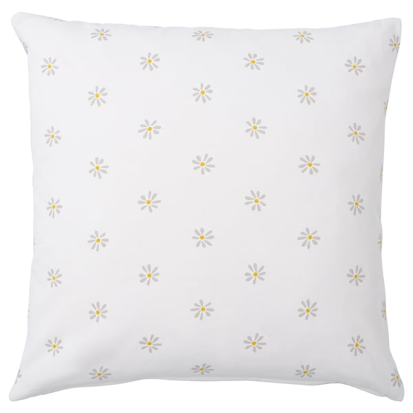 IKEA NATTSLÄNDA Cushion Cover Floral Pattern Gray/white 20x20 "