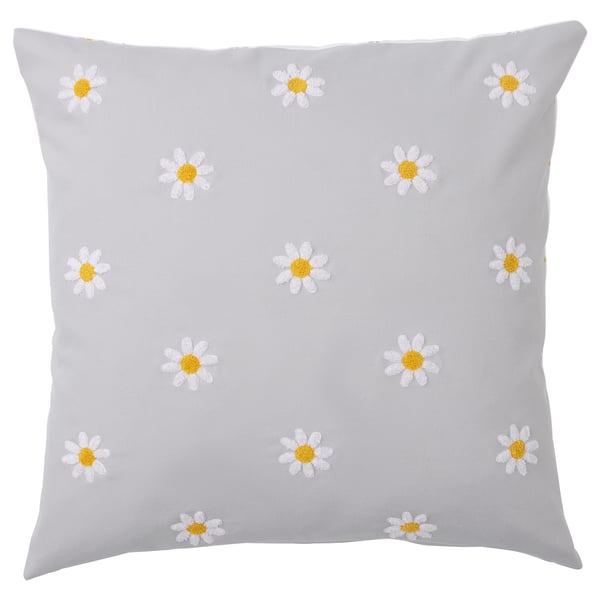 IKEA NATTSLÄNDA Cushion cover floral pattern gray/white 20x20 "