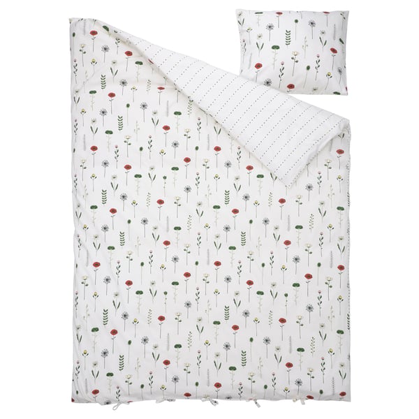 IKEA NATTSLÄNDA Duvet Cover And Pillowcase(s) Floral Pattern Multicolor Twin