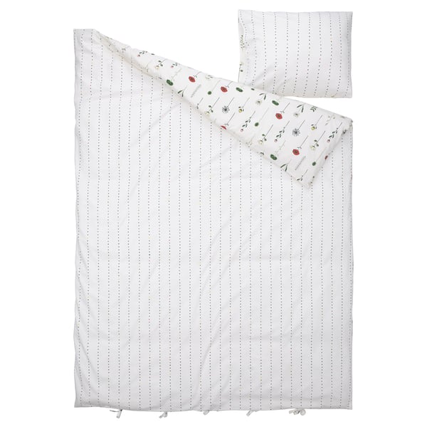 IKEA NATTSLÄNDA Duvet Cover And Pillowcase(s) Floral Pattern Multicolor Twin