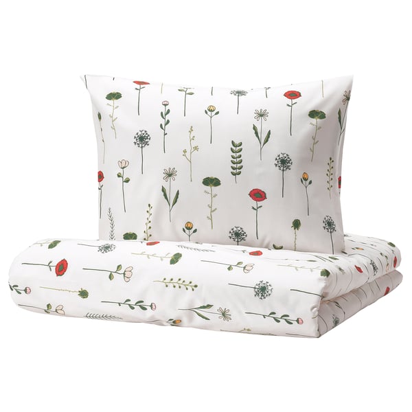 IKEA NATTSLÄNDA Duvet cover and pillowcase(s) floral pattern multicolor Twin