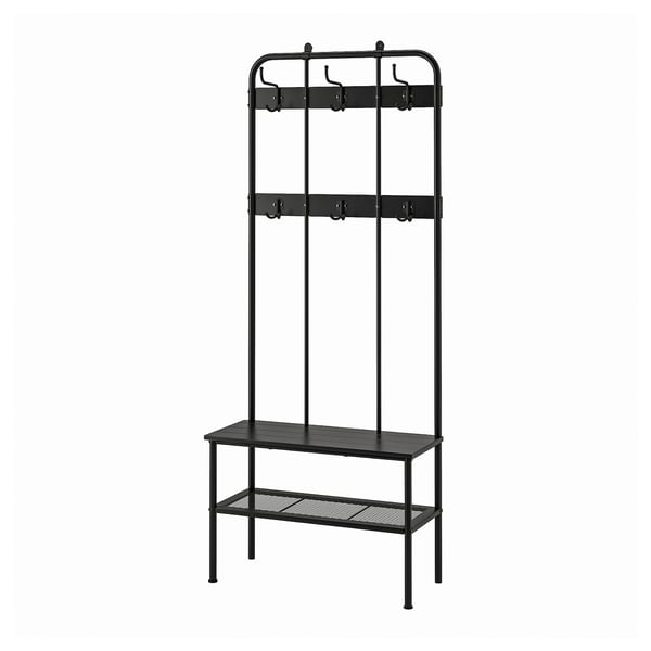 IKEA NIPÅSEN Coat rack and bench w shoe storage black 74 3/4x13 3/4x31 1/8 "