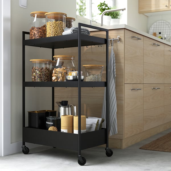 IKEA NISSAFORS Utility Cart Black 19 7/8x11 3/4x32 5/8 "