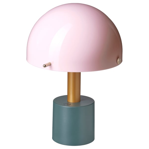 IKEA NÖDMAST LED portable lamp battery operated light pink/dark gray-green 10 ¼ "
