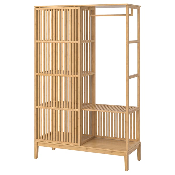 IKEA NORDKISA Open wardrobe with sliding door bamboo 47 1/4x73 1/4 "