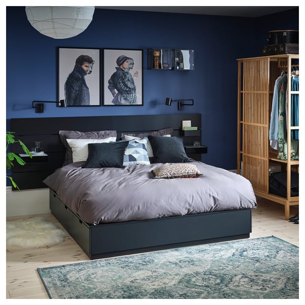 IKEA NORDLI Bed With Headboard And Storage Anthracite Queen