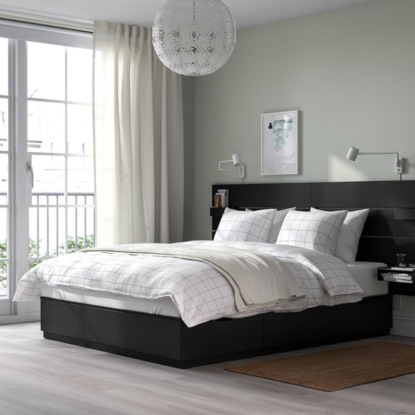 IKEA NORDLI Bed With Headboard And Storage Anthracite Queen