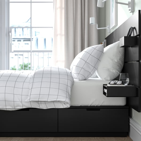 IKEA NORDLI Bed With Headboard And Storage Anthracite Queen