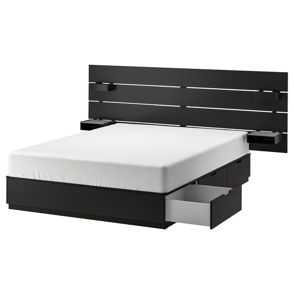 IKEA NORDLI Bed with headboard and storage anthracite Queen