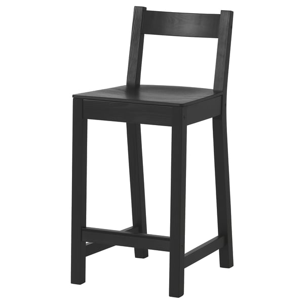 IKEA NORDVIKEN Bar stool with backrest counter height/black 24 3/8 "