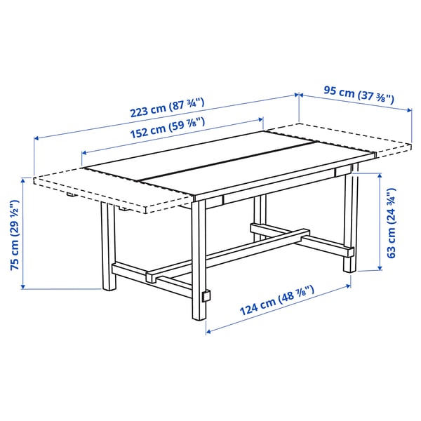 IKEA NORDVIKEN Extendable Table Antique Stain 59 7/8/87 3/4x37 3/8 "