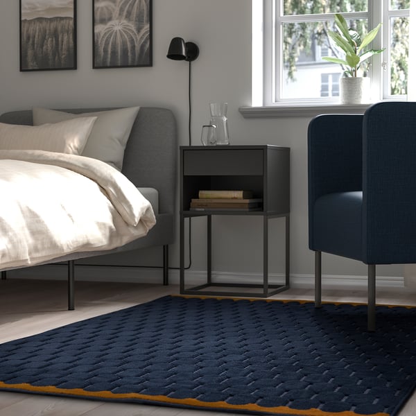 IKEA NÖVLING Rug Low Pile Dark Blue/yellow-brown 4 ' 2 "x6 ' 5 "