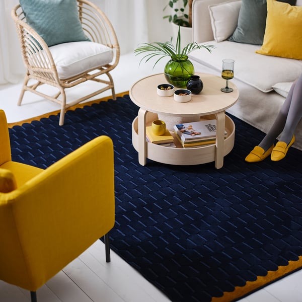 IKEA NÖVLING Rug Low Pile Dark Blue/yellow-brown 4 ' 2 "x6 ' 5 "