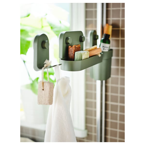 IKEA ÖBONÄS Wall Shelf With Suction Cup Gray-green 11 "
