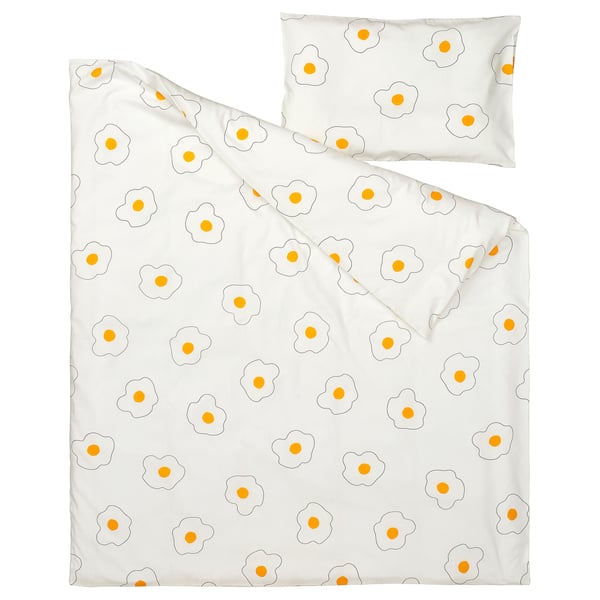 IKEA ÖGONLOCKSMAL 3-piece Bedlinen Set For Crib Flower White/yellow 27 1/2x52 "