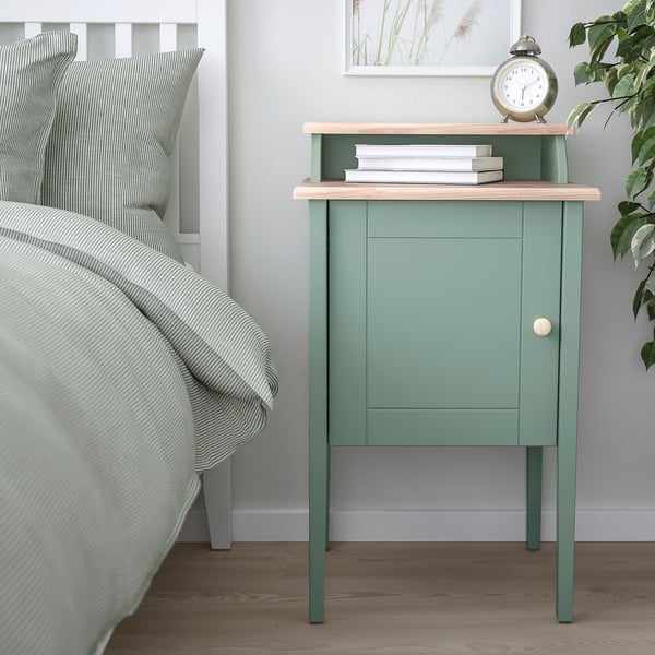 IKEA OLDERDALEN Nightstand Gray-green/pine 18 1/2x16 7/8 "