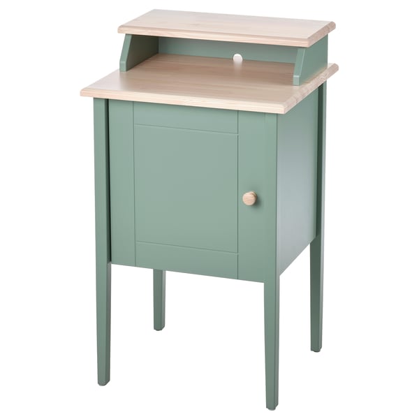 IKEA OLDERDALEN Nightstand gray-green/pine 18 1/2x16 7/8 "