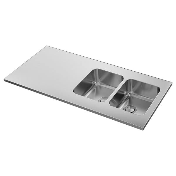IKEA OLOFSJÖN Countertop with 2 integrated sinks stainless steel 60x25 5/8 "