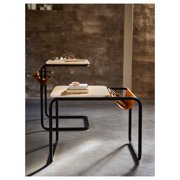 IKEA OLSERÖD Side Table Anthracite/birch Effect Dark Yellow 20 7/8x19 5/8 "