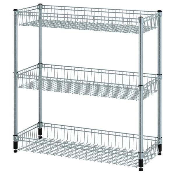 IKEA OMAR Shelving unit with 3 baskets galvanized 36 1/4x14x37 "