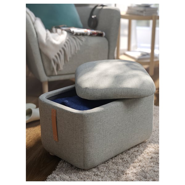 IKEA OSKARSHAMN Ottoman With Storage Tibbleby Beige/gray