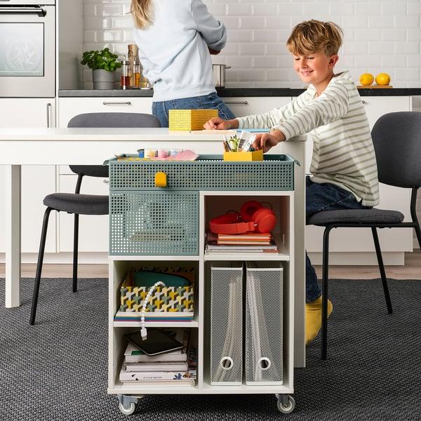 IKEA ÖVNING Utility Cart White/gray-green 21 1/4x13 "