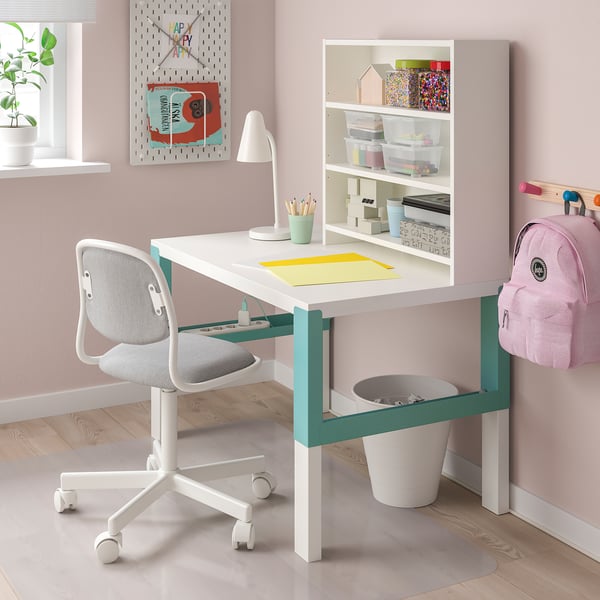 IKEA PÅHL Desk With Add-on Unit White/turquoise 37 3/4x22 7/8 "