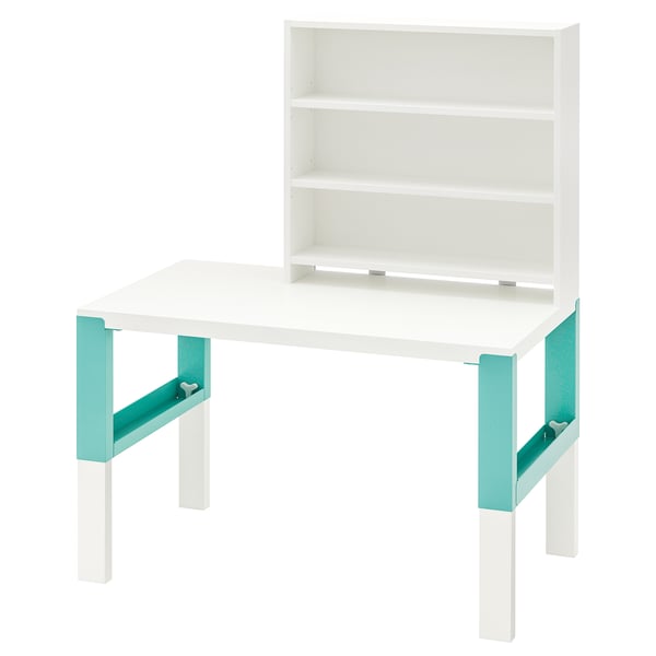 IKEA PÅHL Desk with add-on unit white/turquoise 37 3/4x22 7/8 "