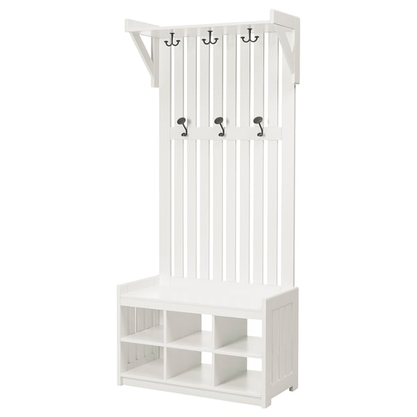 IKEA PANGET Coat rack with shoe storage bench white 33 1/2x16 1/8x78 3/4 "