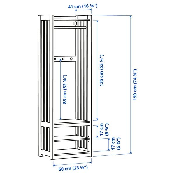 IKEA PANGET Coat Rack With Shoe Storage Unit Dark Gray/stained 23 3/8x16x75 "