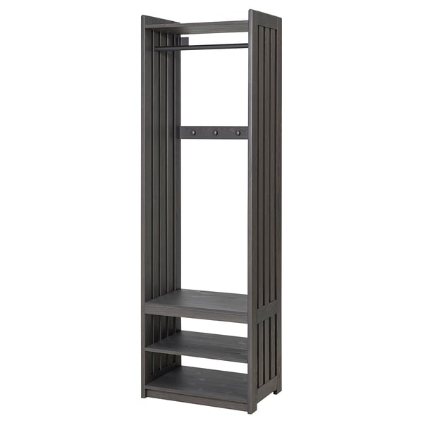 IKEA PANGET Coat rack with shoe storage unit dark gray/stained 23 3/8x16x75 "