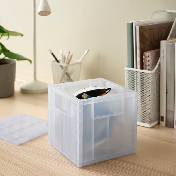 IKEA PANSARTAX Storage Box With Lid Transparent Gray-blue 6 ½x6 ½x6 ½ "
