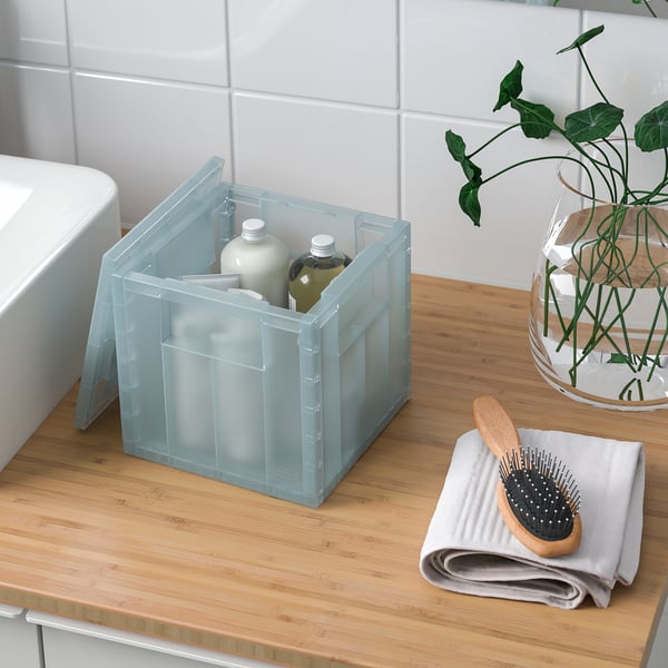 IKEA PANSARTAX Storage Box With Lid Transparent Gray-blue 6 ½x6 ½x6 ½ "
