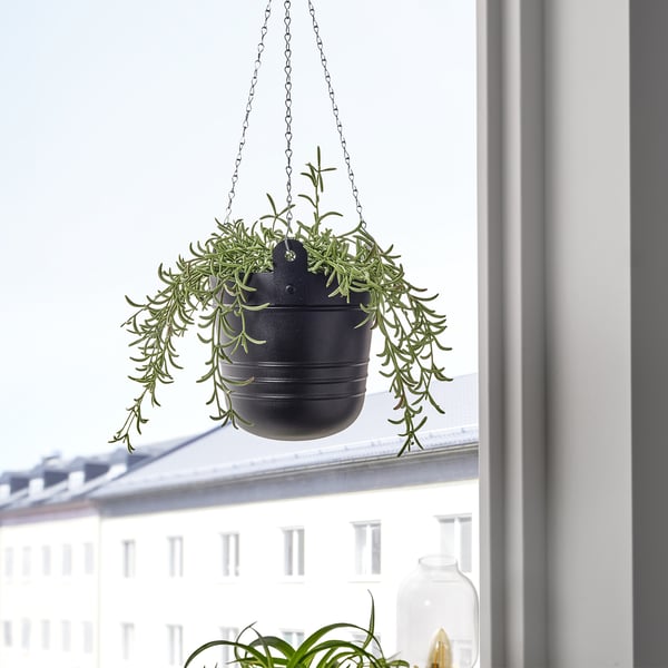IKEA PÄRLRÖNN Hanging Planter Indoor/outdoor/black 6 "