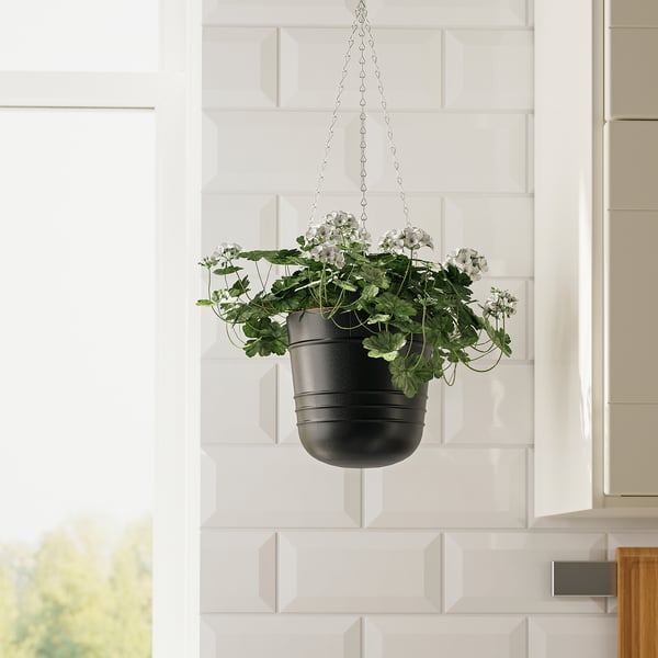 IKEA PÄRLRÖNN Hanging Planter Indoor/outdoor/black 6 "