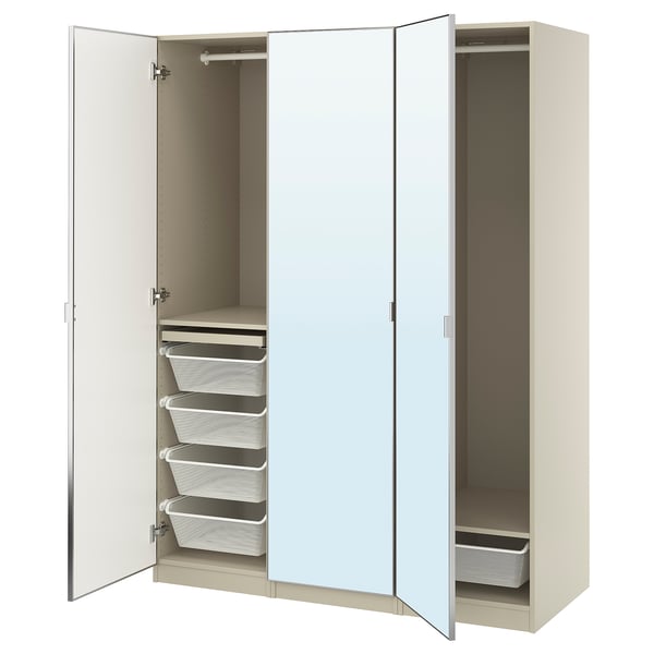 IKEA PAX / ÅHEIM Wardrobe combination gray-beige/mirror glass 59x23 5/8x79 1/4 "