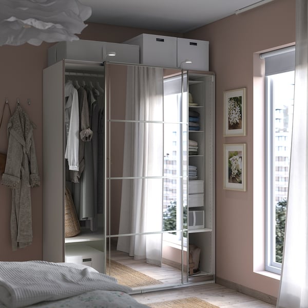 IKEA PAX / AULI Wardrobe With Sliding Doors White/mirror Glass 59x26x79 1/4 "