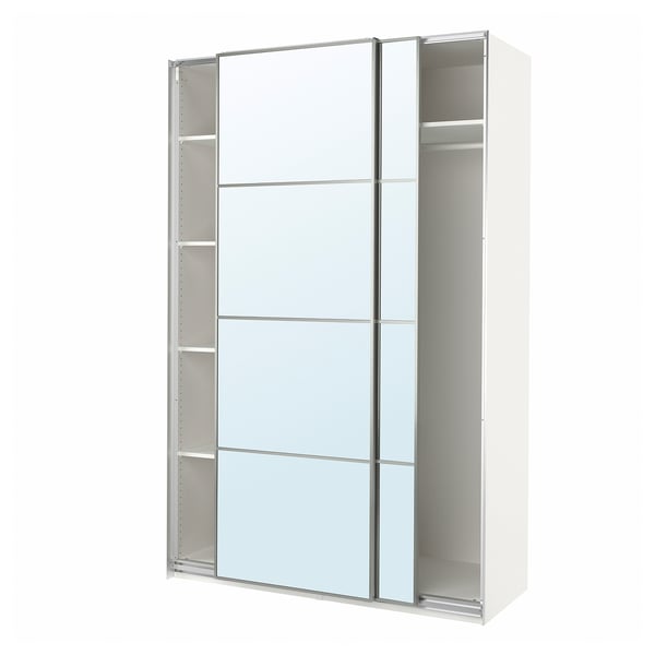 IKEA PAX / AULI Wardrobe with sliding doors white/mirror glass 59x26x93 1/8 "