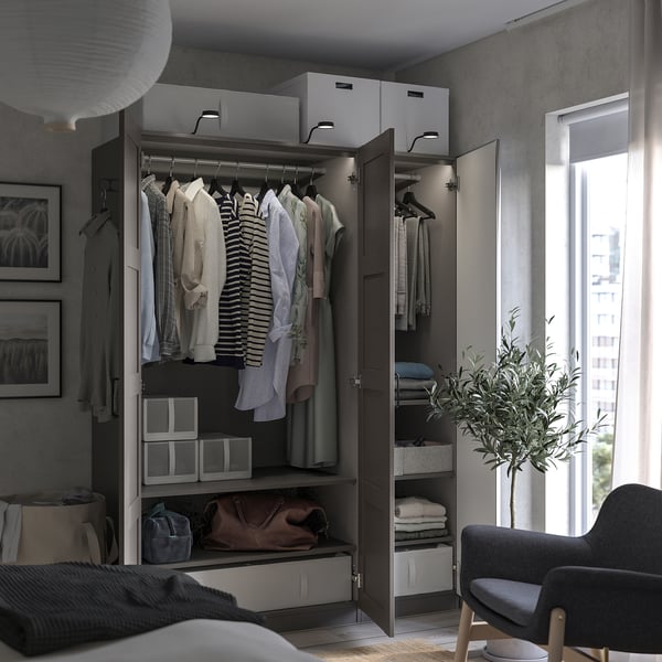 IKEA PAX / BERGSBO/ÅHEIM Wardrobe Combination Dark Gray Dark Gray/mirror Glass 59x23 5/8x79 1/4 "