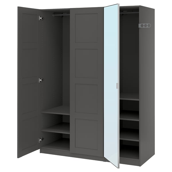 IKEA PAX / BERGSBO/ÅHEIM Wardrobe combination dark gray dark gray/mirror glass 59x23 5/8x79 1/4 "