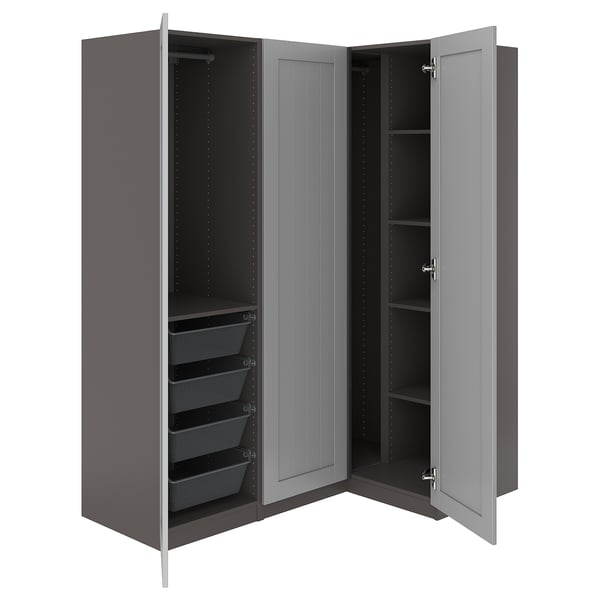 IKEA PAX Corner wardrobe dark gray/gray 63 1/4/43 1/2x79 1/4 "