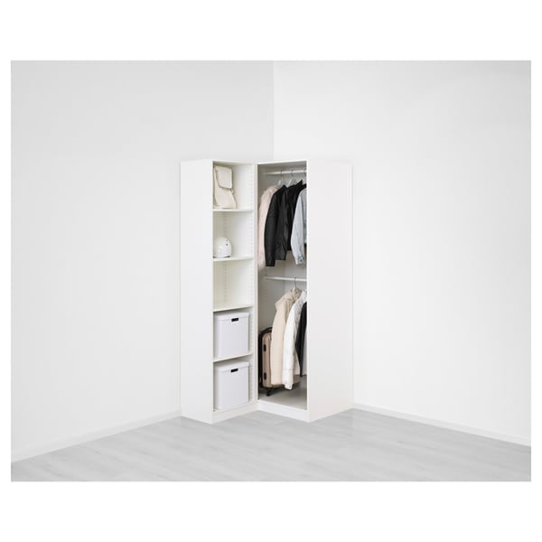 IKEA PAX / FARDAL/ÅHEIM Corner Wardrobe High Gloss White/mirror Glass 43 1/2/34 5/8x79 1/8 "