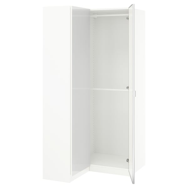 IKEA PAX / FARDAL/ÅHEIM Corner wardrobe high gloss white/mirror glass 43 1/2/34 5/8x79 1/8 "