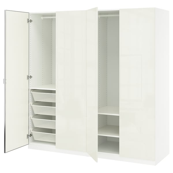 IKEA PAX / FARDAL/ÅHEIM Wardrobe combination white high gloss/white mirror glass 78 3/4x23 5/8x79 1/4 "